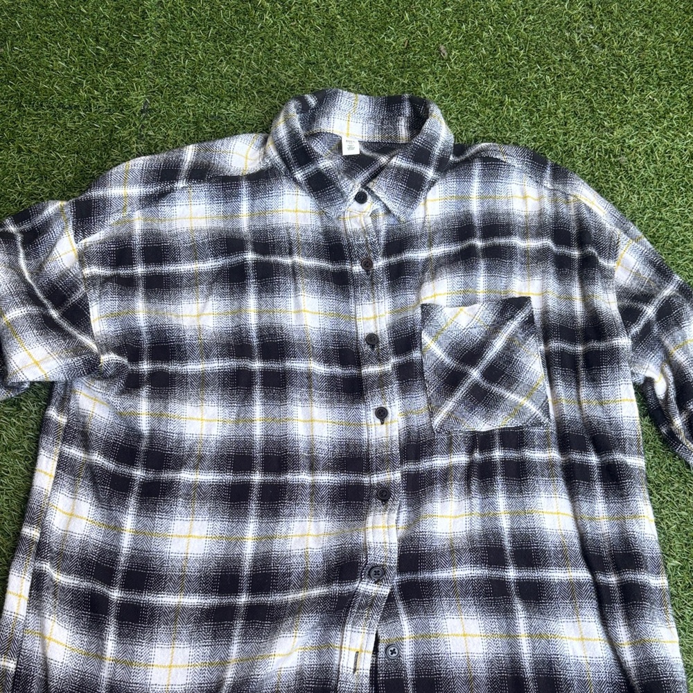 Nordstrom Black, White, and Yellow Plaid Shirt
